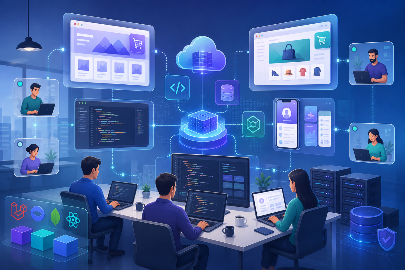 White-label web development services including Laravel, PHP, MERN stack and ecommerce development