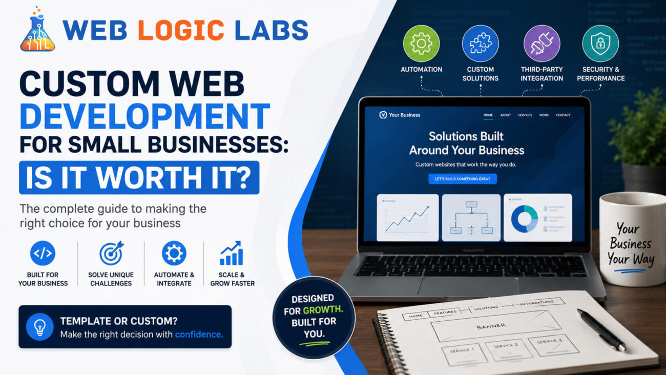 Custom web development for small businesses, a developer building a tailored website solution